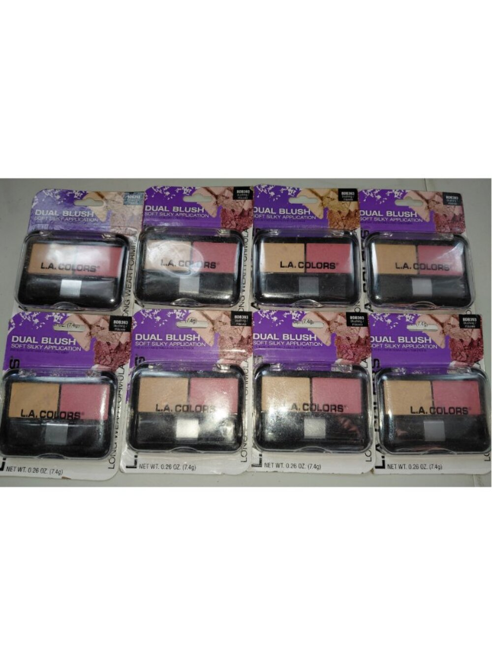 L.A. Colors Dual Blush Soft Silky Application Blushine/Mauvee Lot of 8 NEW
